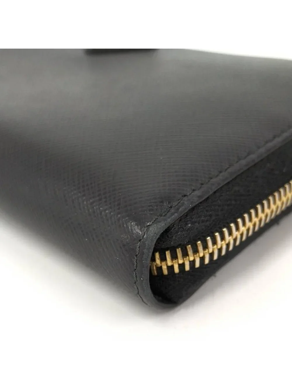 Prada Saffiano Triangle Logo Zip Around Wallet